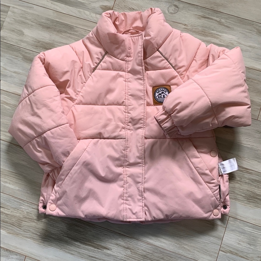 Kids Pink Puffer Jacket with Patch